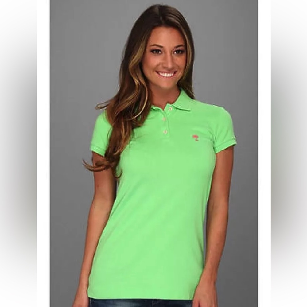NWT LILLY PULITZER NEW GREEN POLO WITH LILLY LOGO TRANS DRY